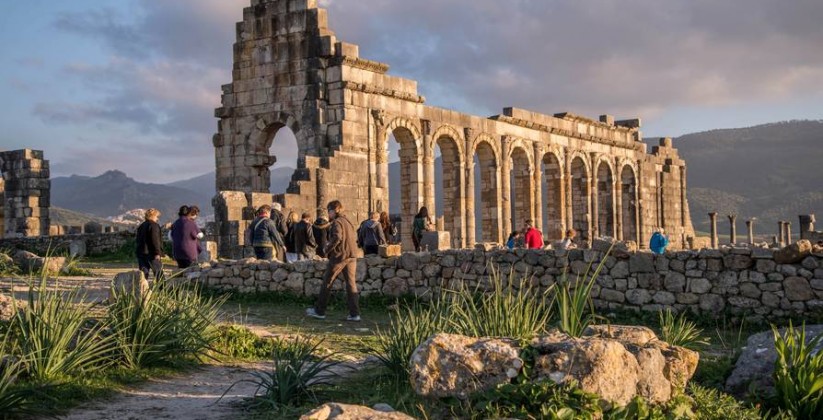 the roman ruins of volubilis near meknes city